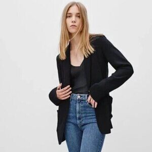 Aritzia Talula Kent Blazer Open Front Lightweight Black Relaxed fit Size 0